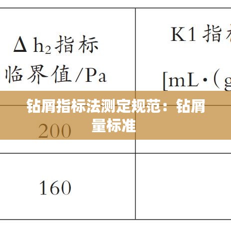 鉆屑指標(biāo)法測定規(guī)范：鉆屑量標(biāo)準(zhǔn) 