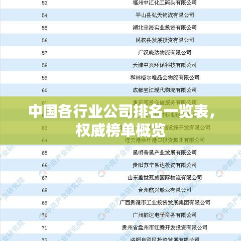 中國各行業(yè)公司排名一覽表，權威榜單概覽