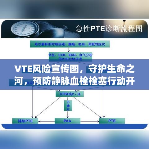 VTE風(fēng)險(xiǎn)宣傳圖，守護(hù)生命之河，預(yù)防靜脈血栓栓塞行動(dòng)開始！