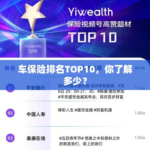 車(chē)保險(xiǎn)排名TOP10，你了解多少？