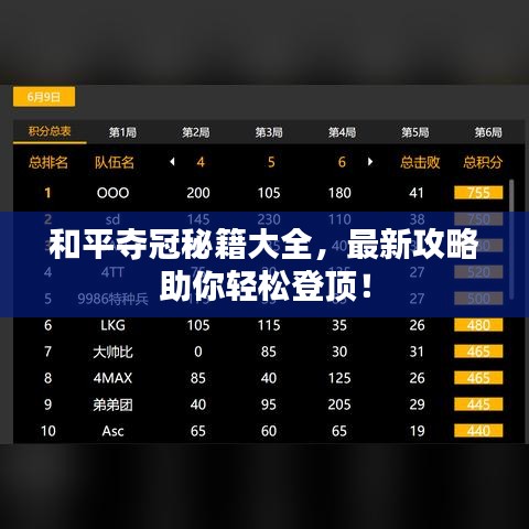 和平奪冠秘籍大全，最新攻略助你輕松登頂！