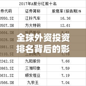全球外資投資排名背后的影響力揭秘，外資投資趨勢與影響分析